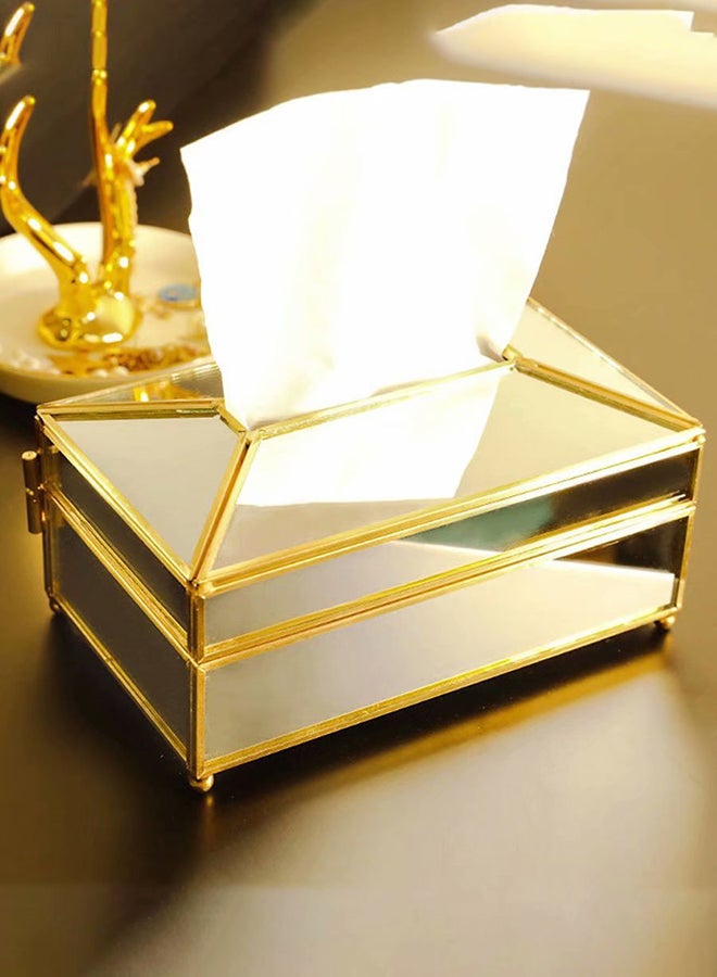Metal Mirror Tissue Box Clear/Gold 19.5x11x12centimeter - Image 5